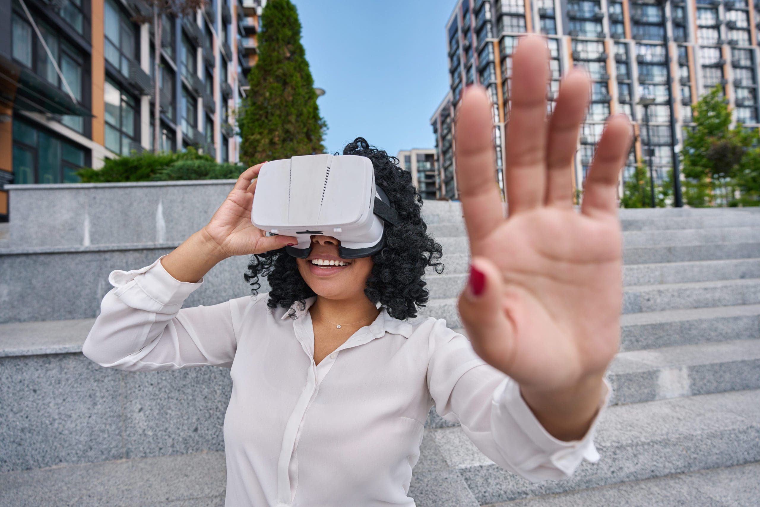 Woman using VR Goggles